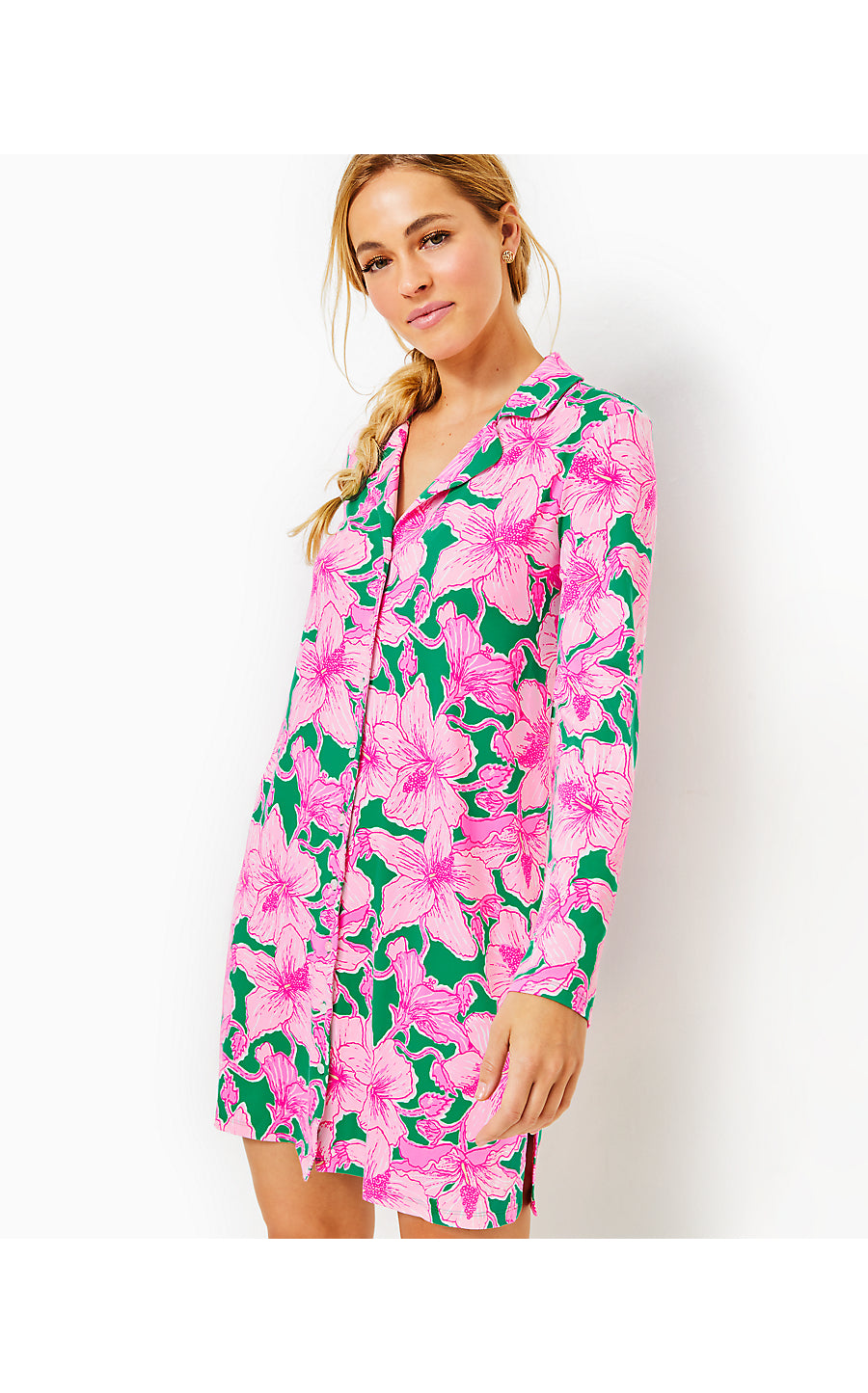 CHILTON PJ NIGHTSHIRT, KELLY GREEN HIBIS KISS