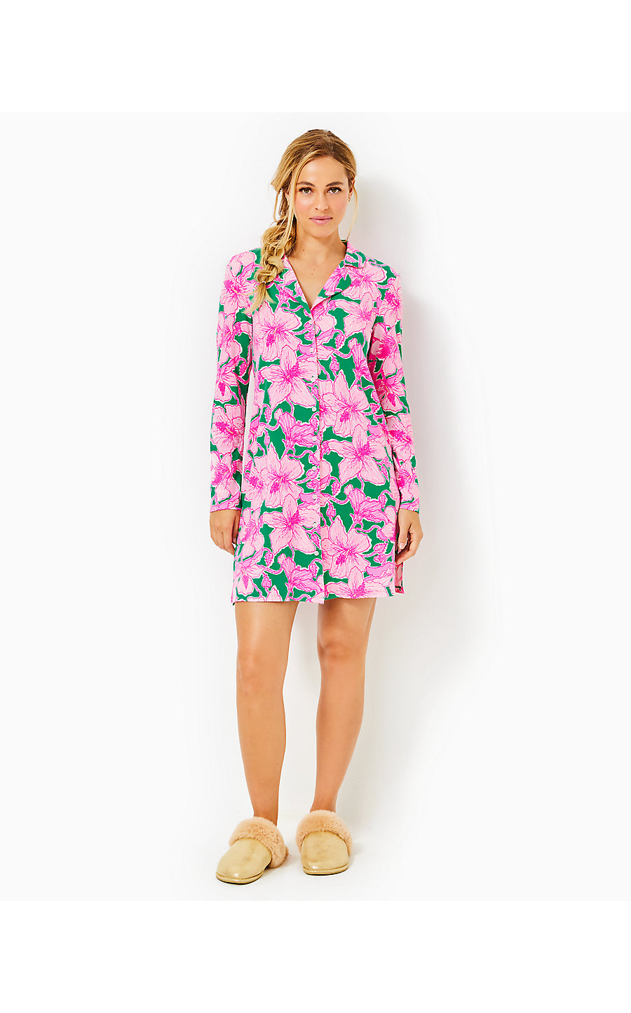 CHILTON PJ NIGHTSHIRT, KELLY GREEN HIBIS KISS