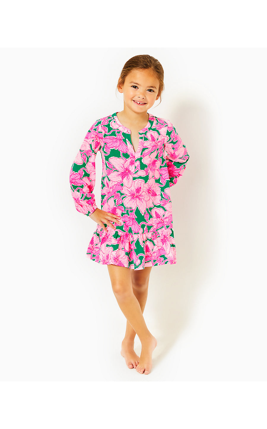 MINI ALYSSA DRESS, KELLY GREEN HIBIS KISS