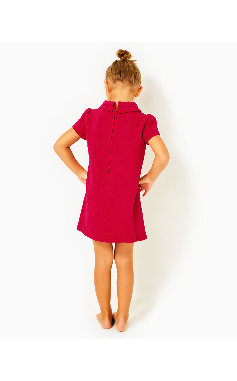 MINI DAISEE DRESS, POINSETTIA RED KNIT PUCKER JACQUARD