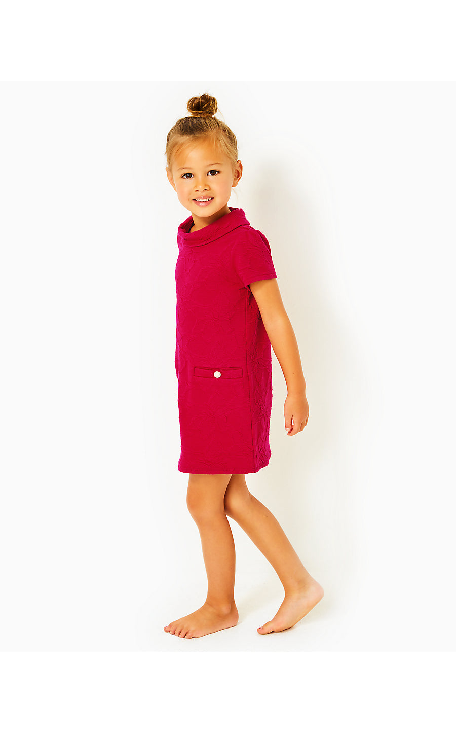 MINI DAISEE DRESS, POINSETTIA RED KNIT PUCKER JACQUARD