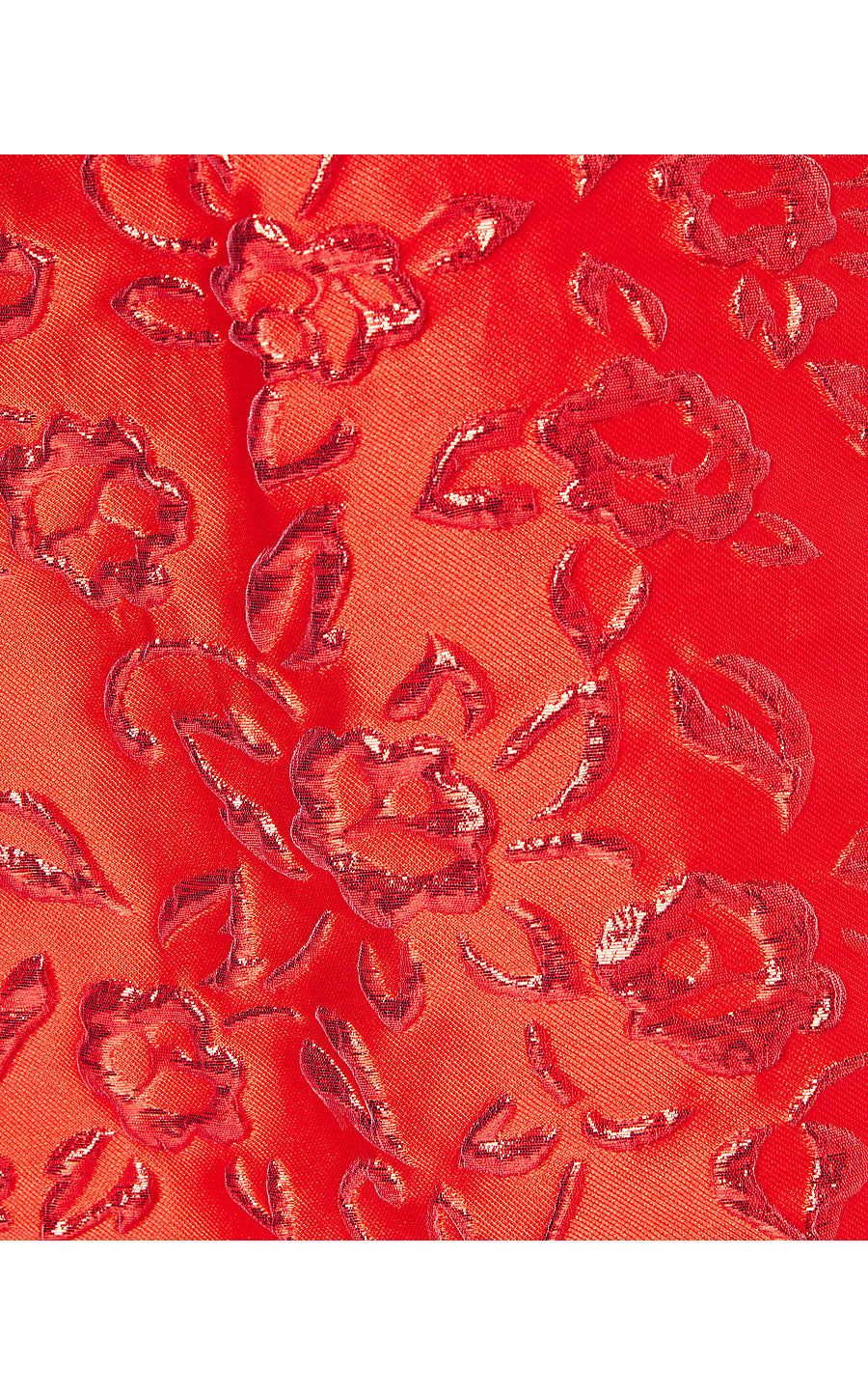 KATALEYA STRAPLESS FLORAL, AMARYLLIS RED PUFF FLORAL BROCADE