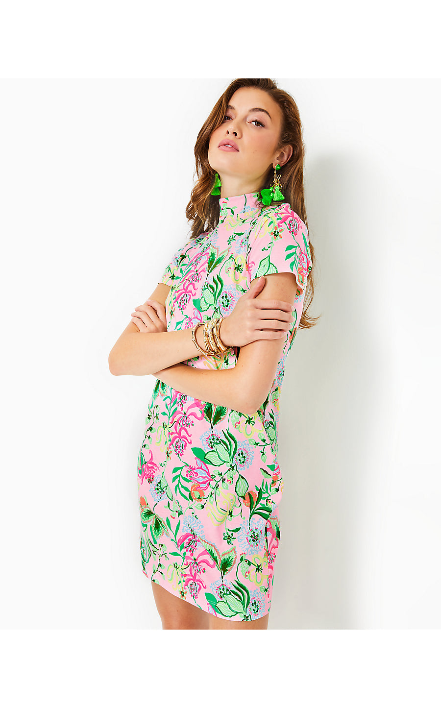 HALLIE SHORT SLEEVE DRESS, MULTI VIA AMORE SPRITZER