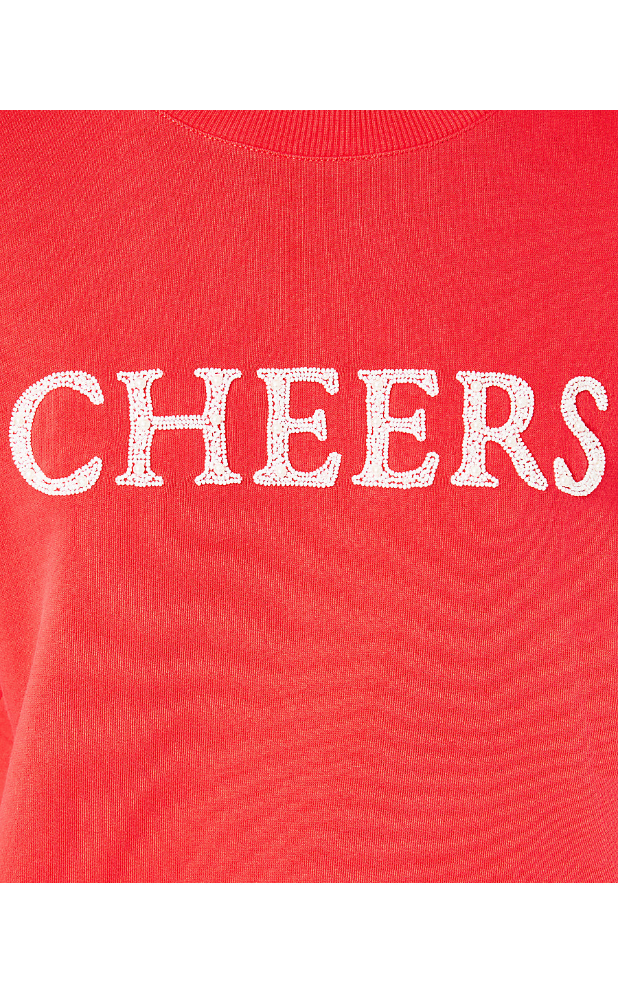 BALLAD LONG SLEEVE SWEATSHIRT, AMARYLLIS RED CHEERS GRAPHIC