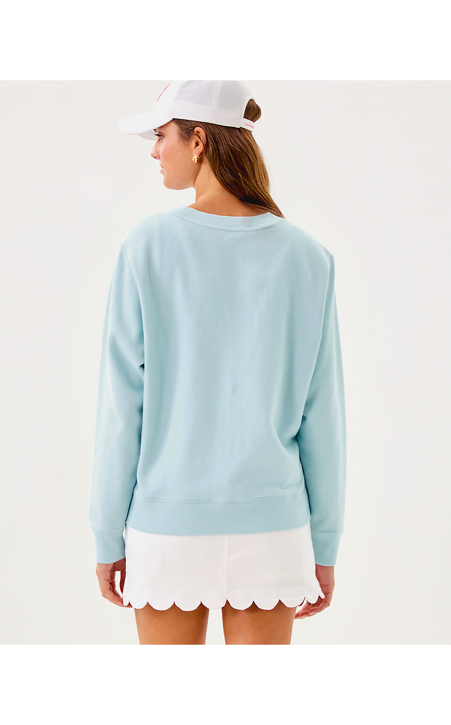 BALLAD LONG SLEEVE SWEATSHIRT, BLUETTE SUN SAND SEA EMBROIDERY