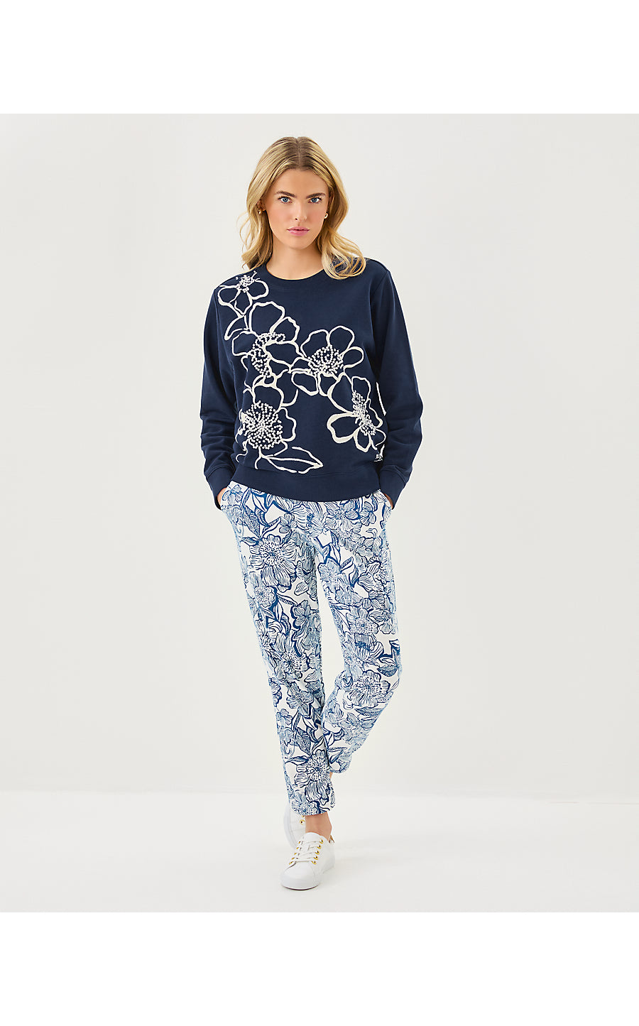 BALLAD LONG SLEEVE SWEATSHIRT, LOW TIDE NAVY GO BIG EMBROIDERY