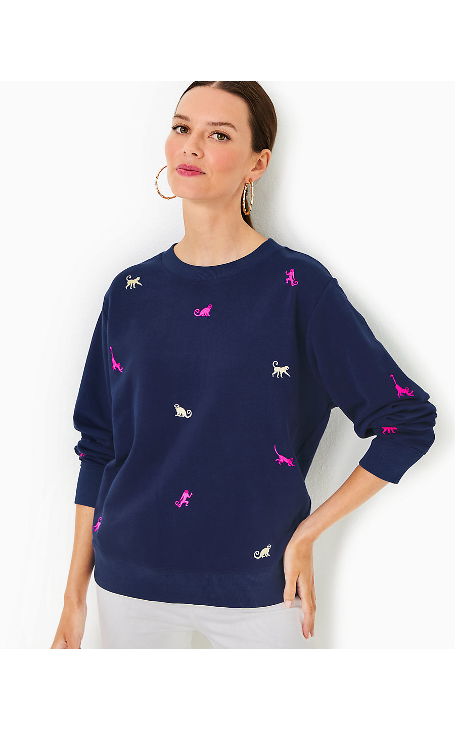 BALLAD LONG SLEEVE SWEATSHIRT, LOW TIDE NAVY MONKEY HALF DROP