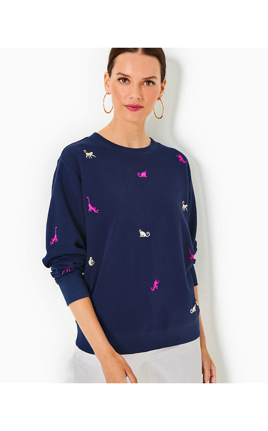 BALLAD LONG SLEEVE SWEATSHIRT, LOW TIDE NAVY MONKEY HALF DROP
