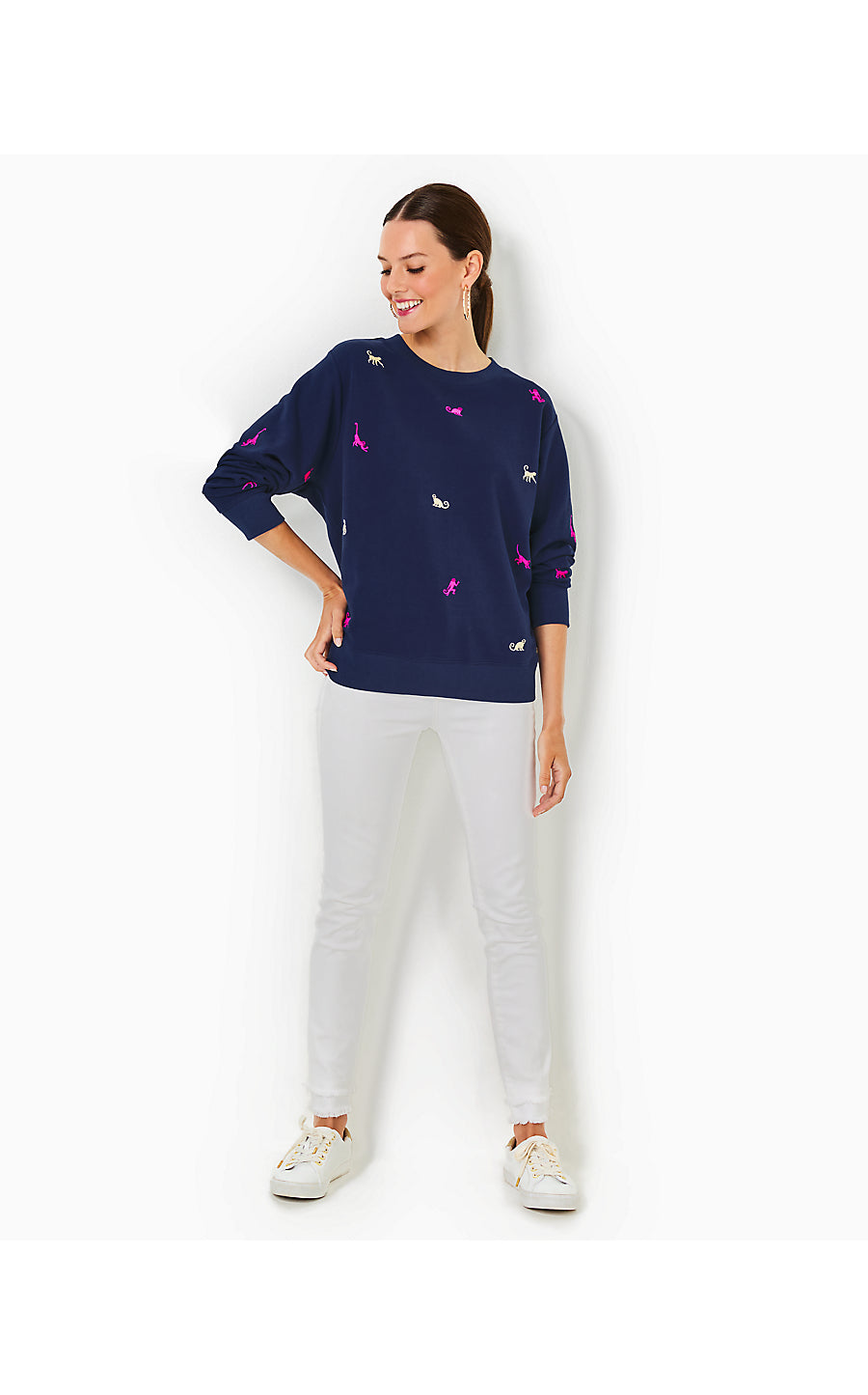BALLAD LONG SLEEVE SWEATSHIRT, LOW TIDE NAVY MONKEY HALF DROP