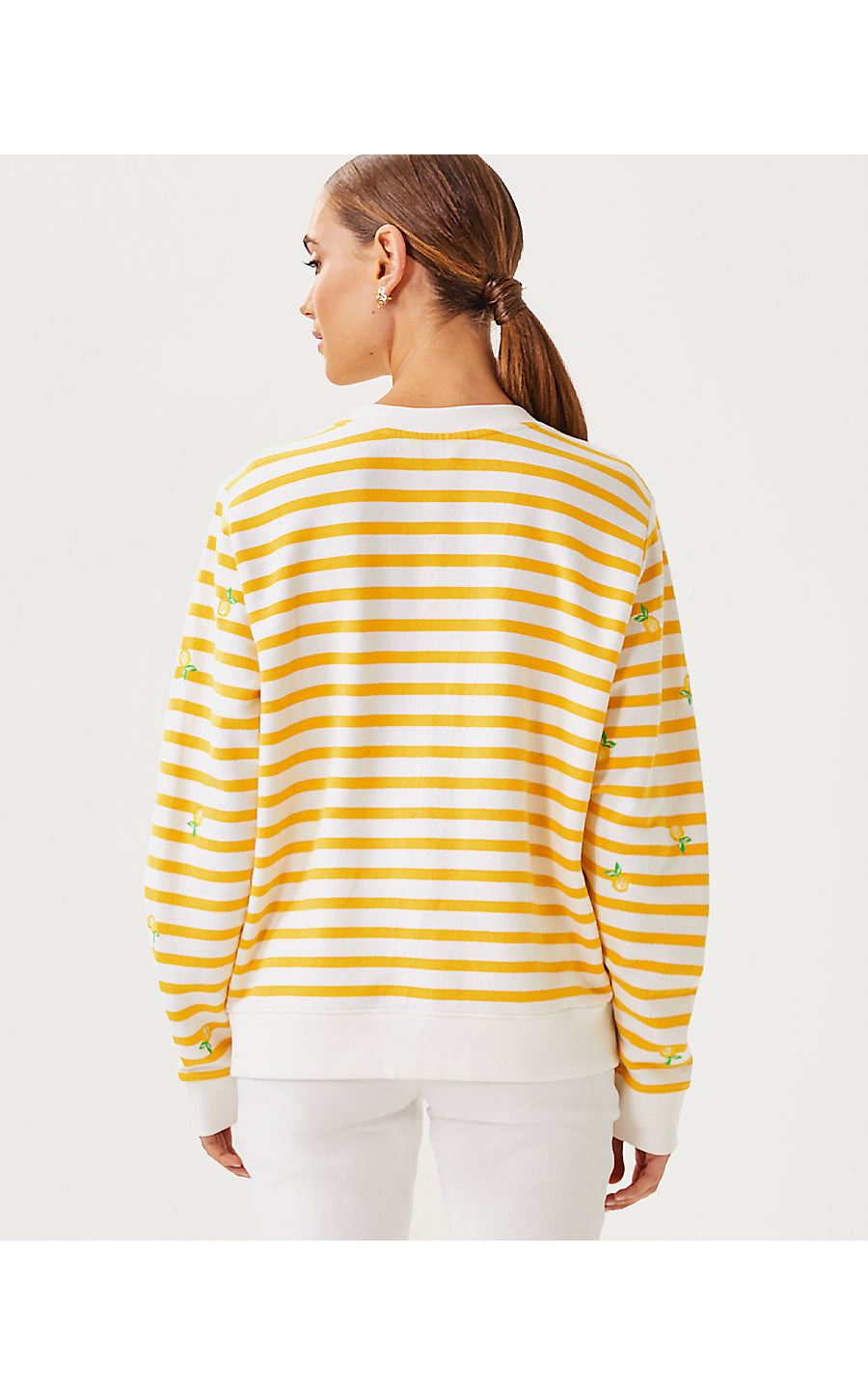 BALLAD LONG SLEEVE SWEATSHIRT, HONEYCOMB X RESORT WHITE MAKE LEMONADE HALF DROP EMBROIDERY
