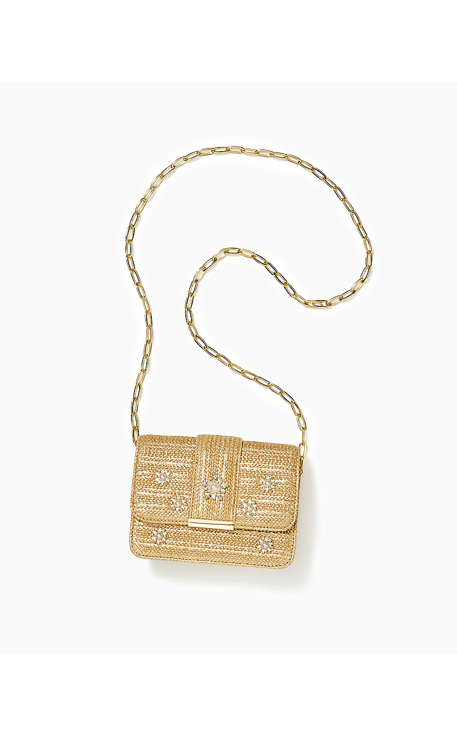 EMMELINE STRAW CROSSBODY BAG, GOLD METALLIC