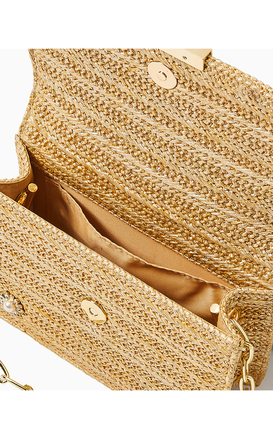 EMMELINE STRAW CROSSBODY BAG, GOLD METALLIC