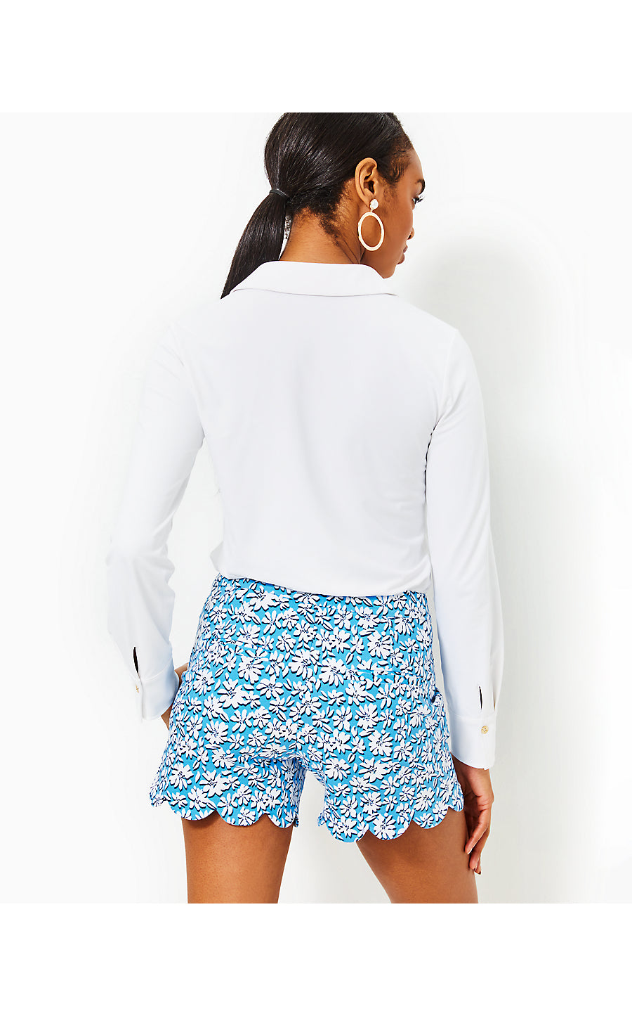 BUTTERCUP MID-RISE SHORT, LUNAR BLUE PALM BEACH PETALS