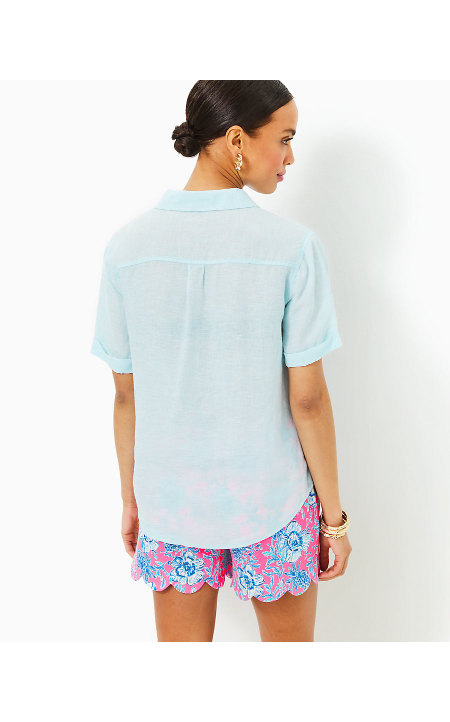 LYNNIE BUTTON DOWN, HYDRA BLUE X RESORT WHITE