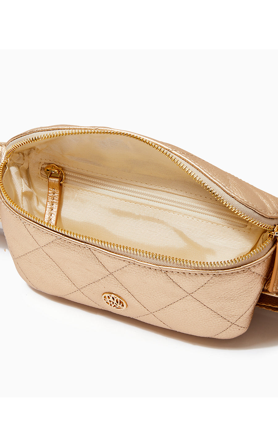 QUILTED LEATHER KENTON BELT BAG, GOLD METALLIC