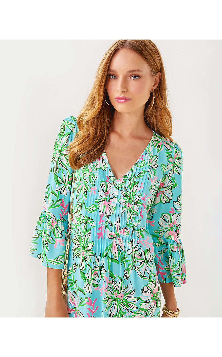 DANIKA 3/4 SLEEVE TUNIC DRESS, MULTI SUN OF A BUN