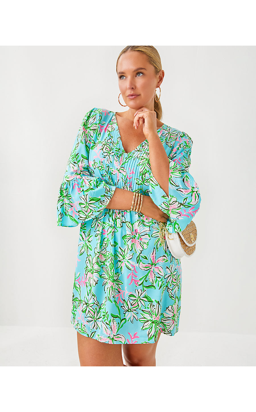 DANIKA 3/4 SLEEVE TUNIC DRESS, MULTI SUN OF A BUN