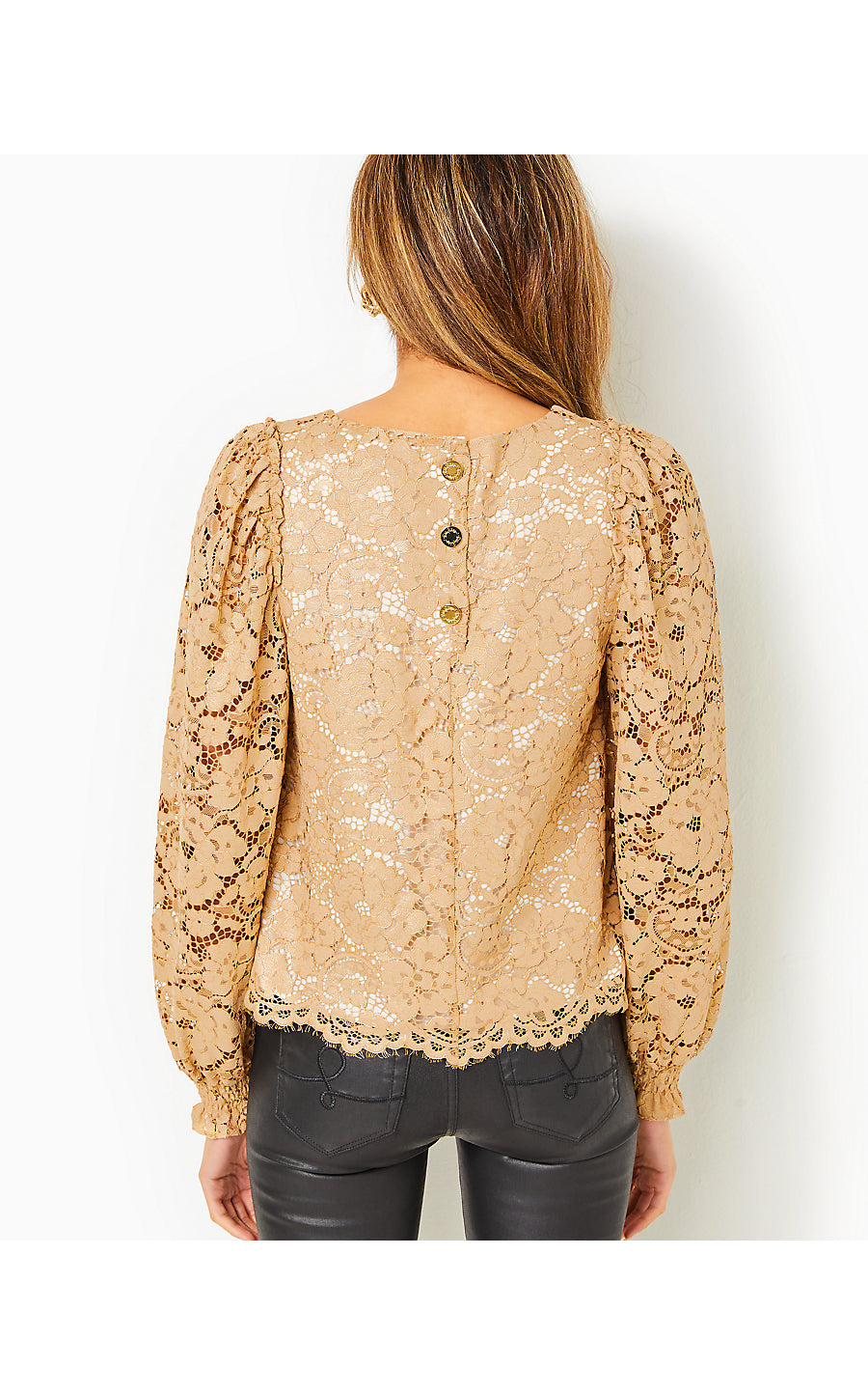 EVERGLADE LONG SLEEVE LACE, GOLD METALLIC GILDED FLORAL LACE
