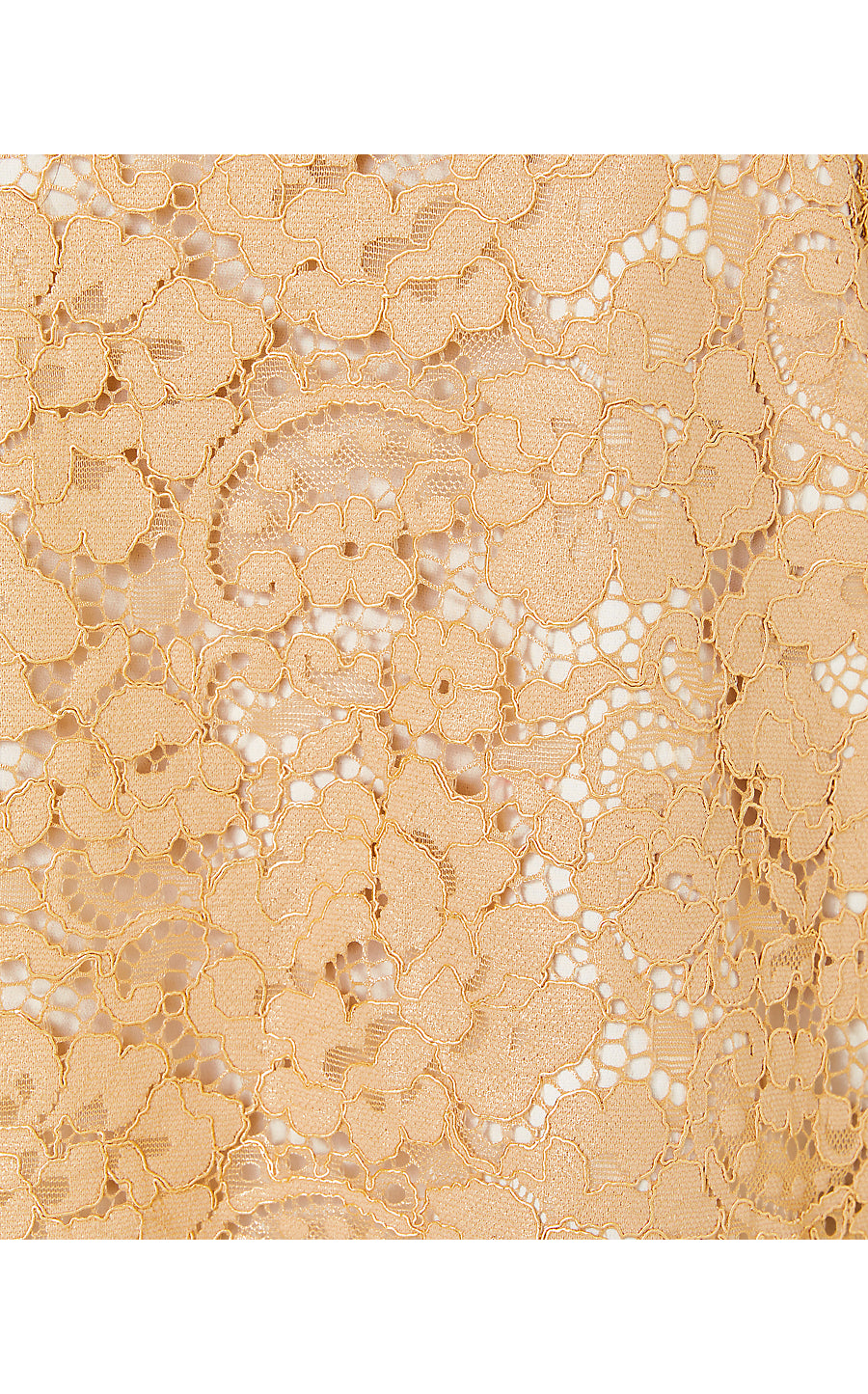 EVERGLADE LONG SLEEVE LACE, GOLD METALLIC GILDED FLORAL LACE