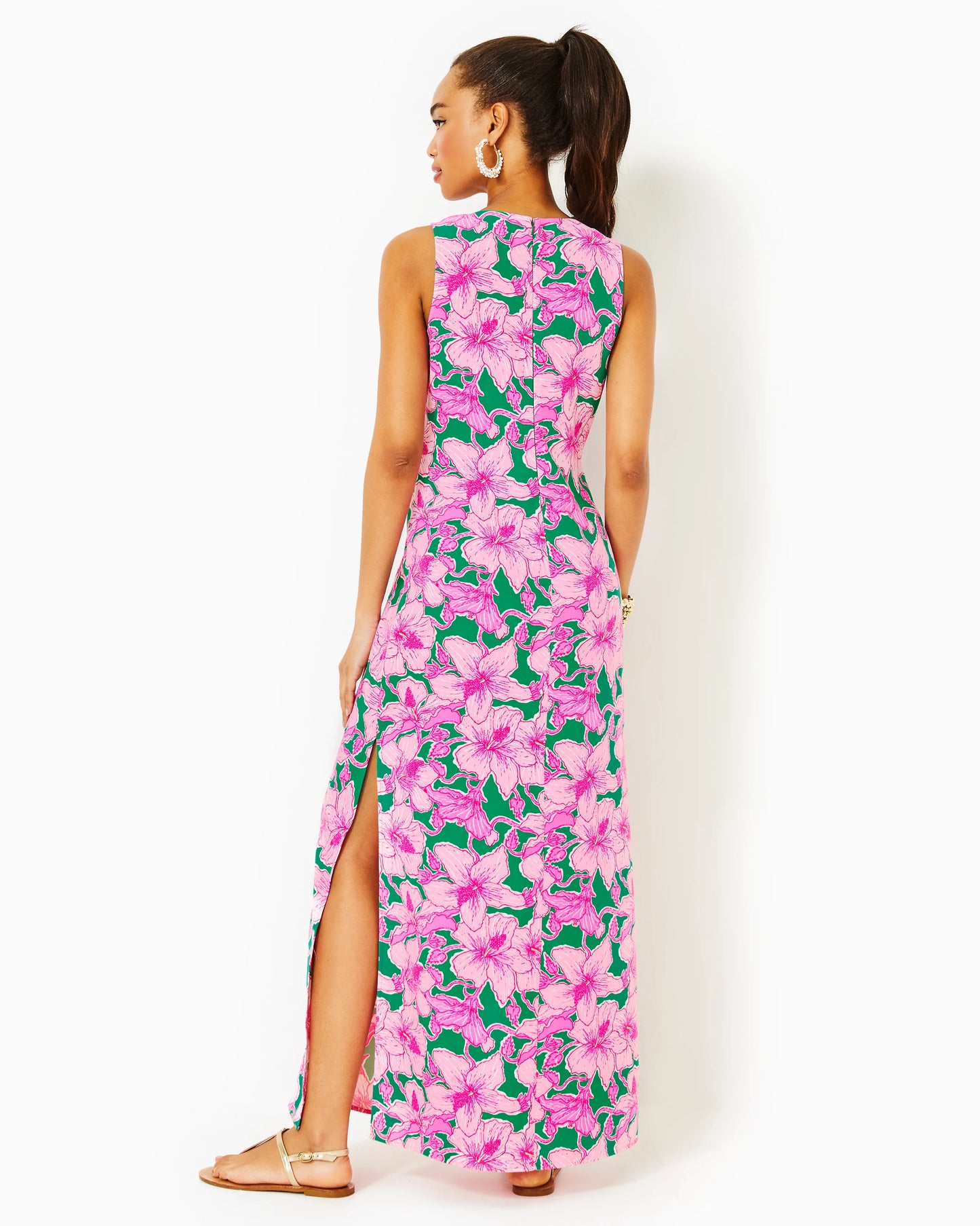ELLIOTTA MAXI SHIFT DRESS, KELLY GREEN HIBIS KISS