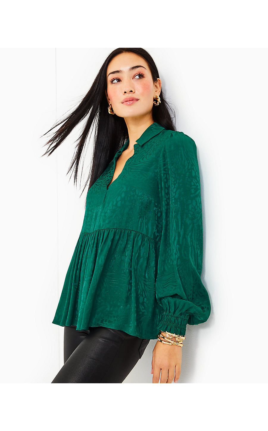 JAYLENE LONG SLEEVE JACQUARD, EVERGREEN PARTY ANIMAL JACQUARD
