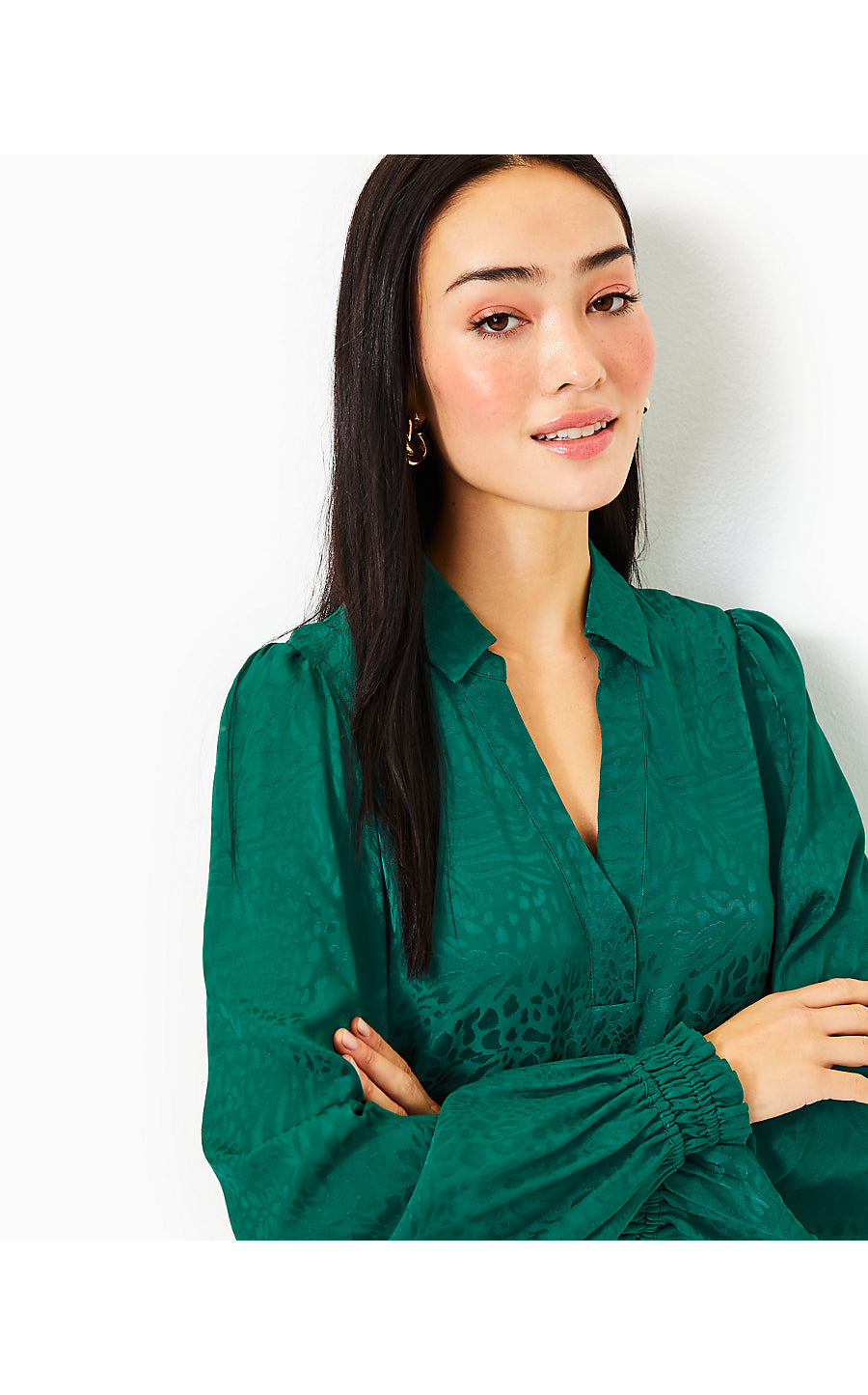 JAYLENE LONG SLEEVE JACQUARD, EVERGREEN PARTY ANIMAL JACQUARD
