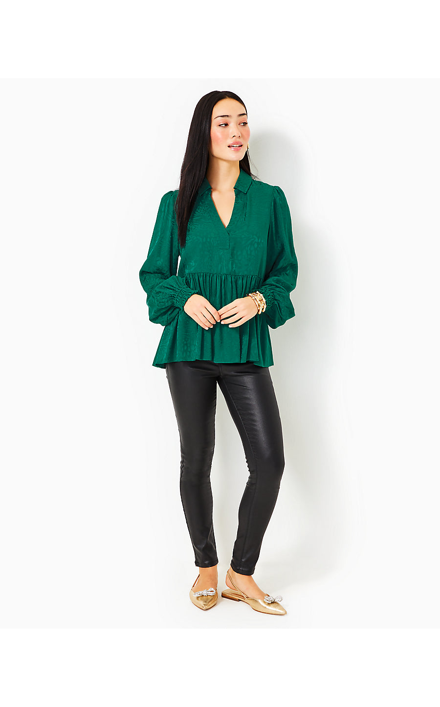JAYLENE LONG SLEEVE JACQUARD, EVERGREEN PARTY ANIMAL JACQUARD