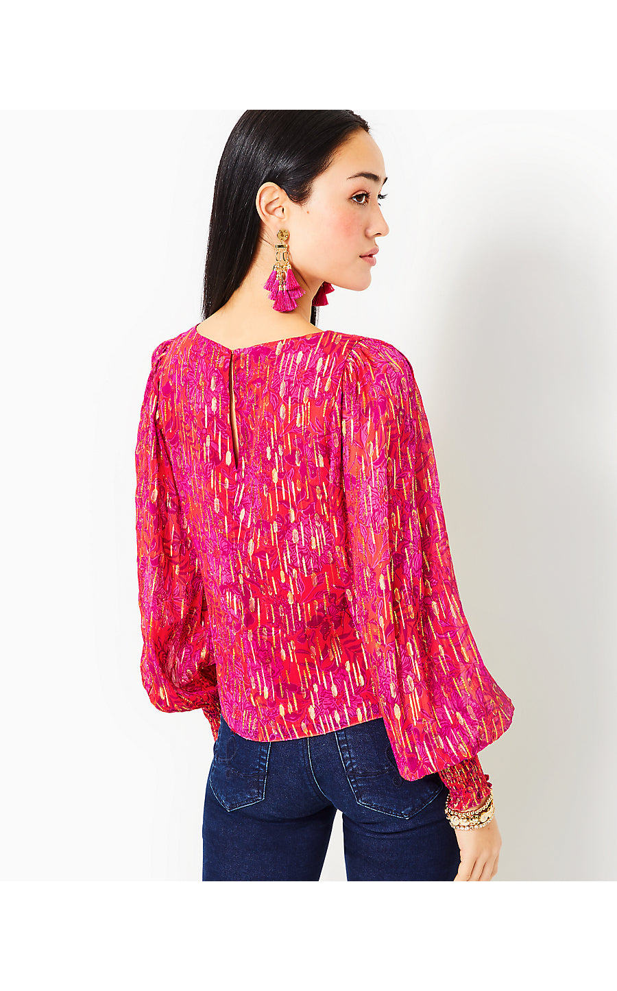 ALFREDA LONG SLEEVE TOP, AMARYLLIS RED SECRET HIDEAWAY