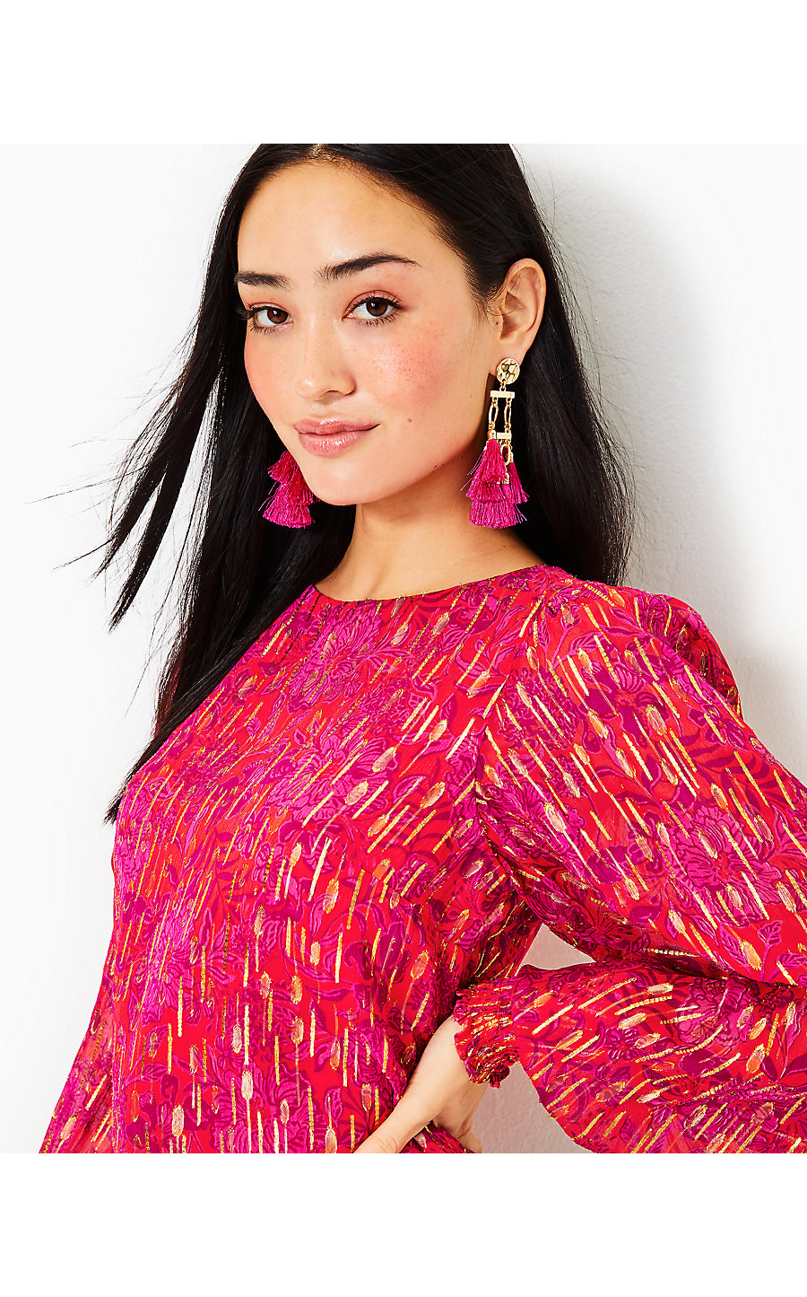 ALFREDA LONG SLEEVE TOP, AMARYLLIS RED SECRET HIDEAWAY