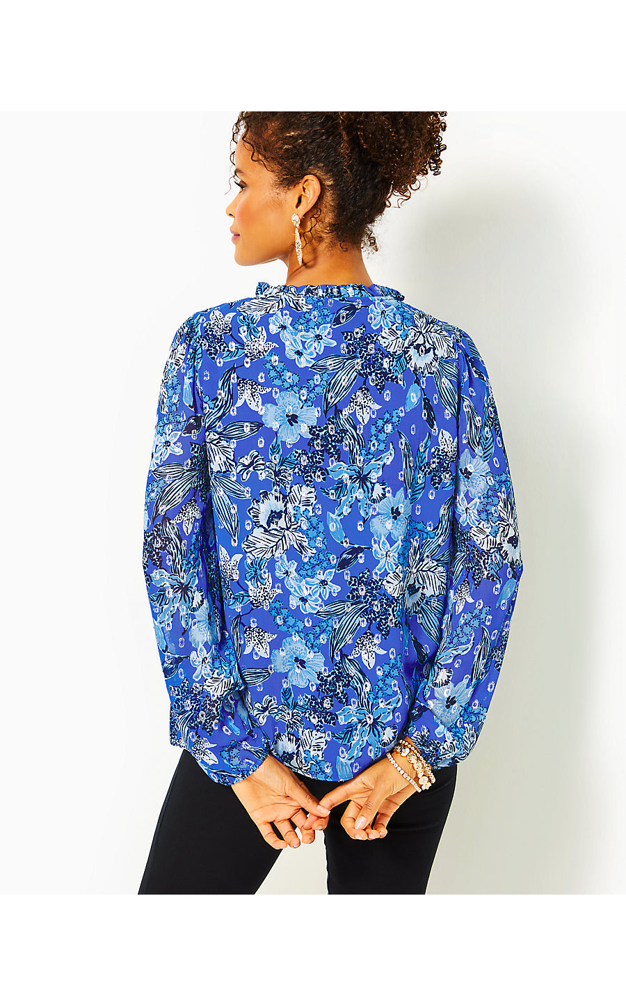 GIANA LONG SLEEVE TOP, ALBA BLUE CRUISIN TOGETHER