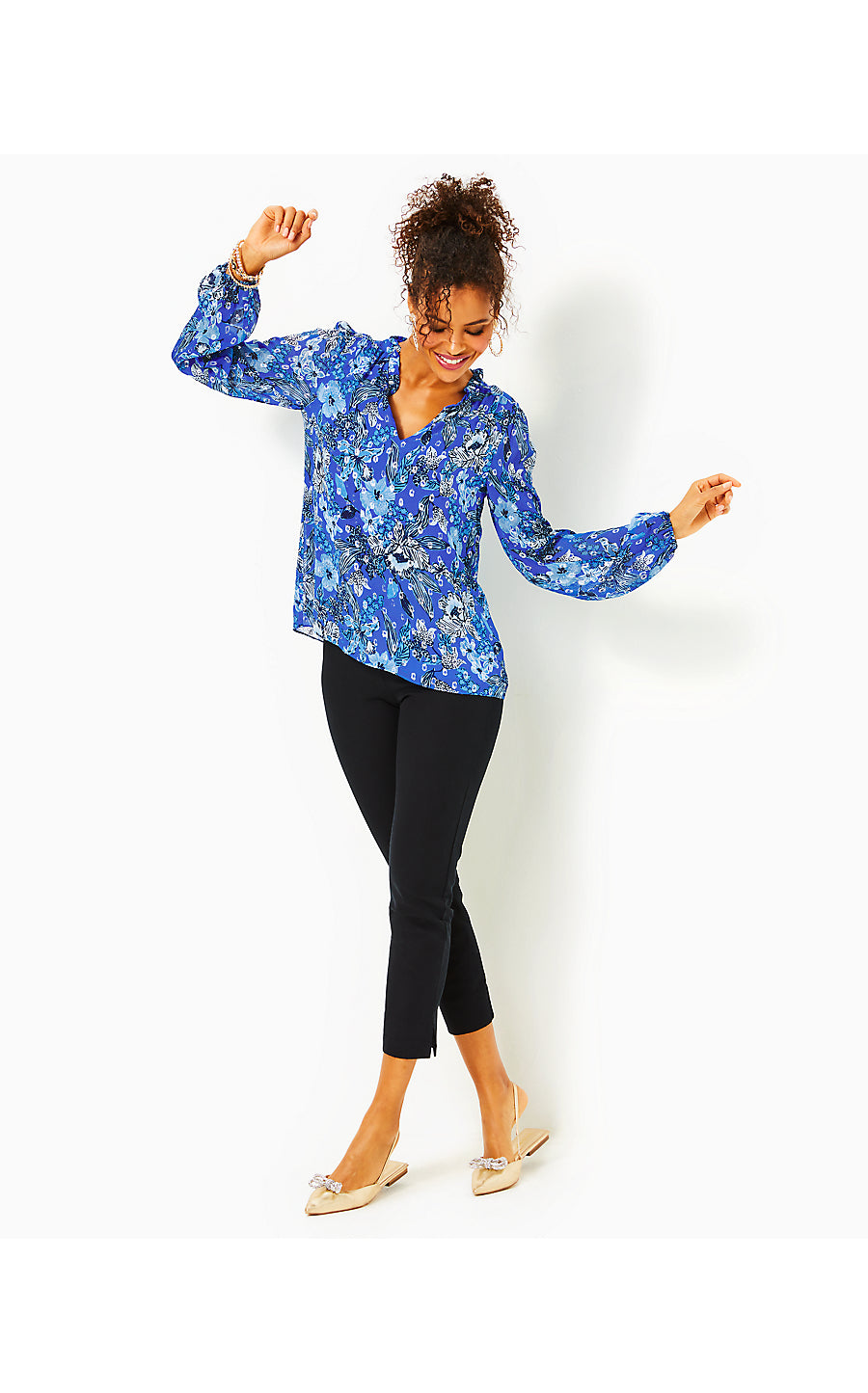 GIANA LONG SLEEVE TOP, ALBA BLUE CRUISIN TOGETHER