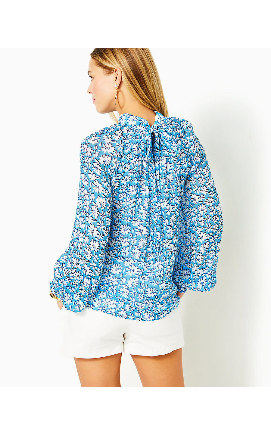 ELLIELYNN LONG SLEEVE TOP, LUNAR BLUE PALM BEACH PETALS
