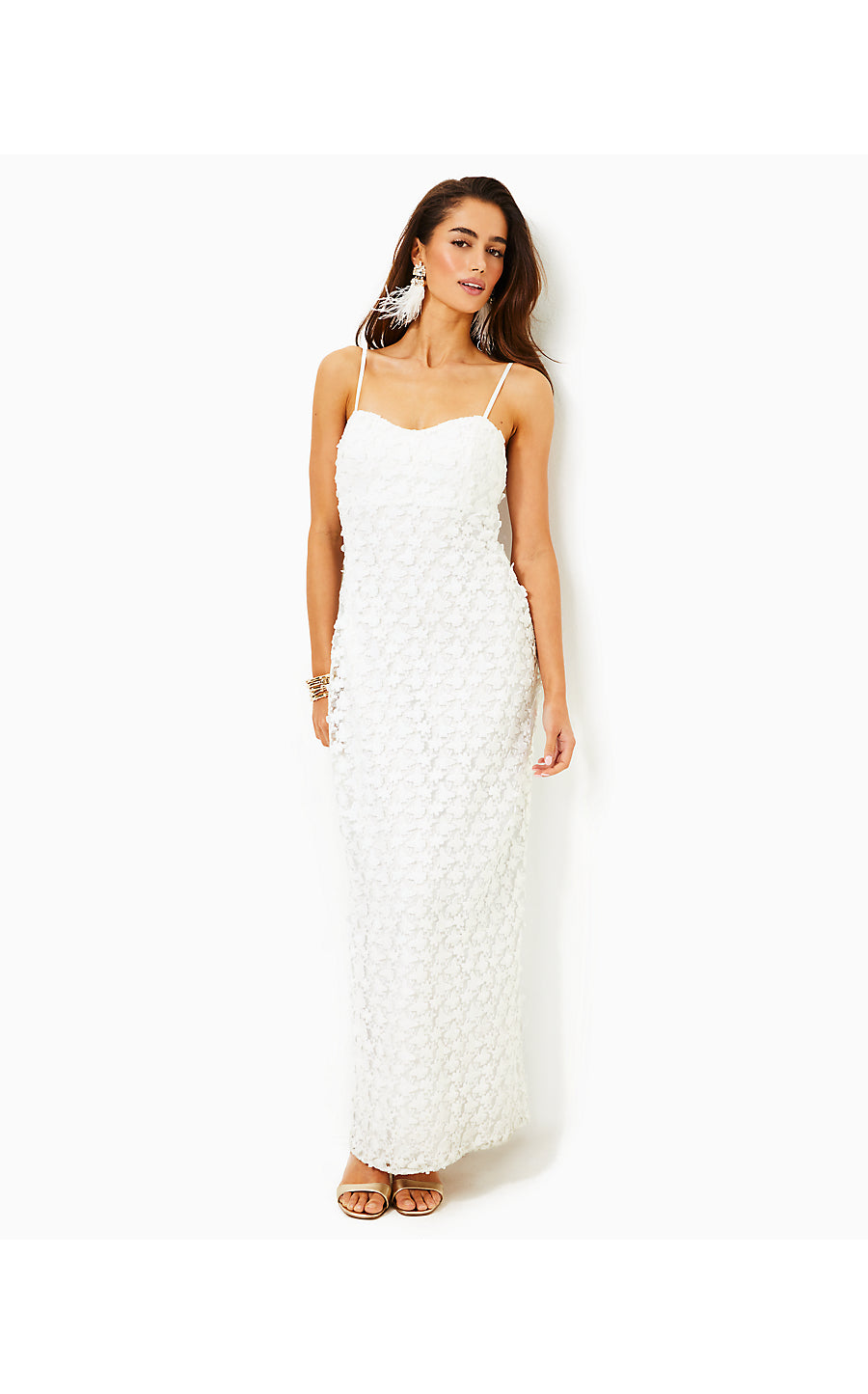 GILLIAN LACE MAXI SLIP DRESS, RESORT WHITE BUTTERFLY GARDEN 3D LACE GILLIAN LACE MAXI SLIP DRESS, RESORT WHITE BUTTERFLY GARDEN 3D LACE