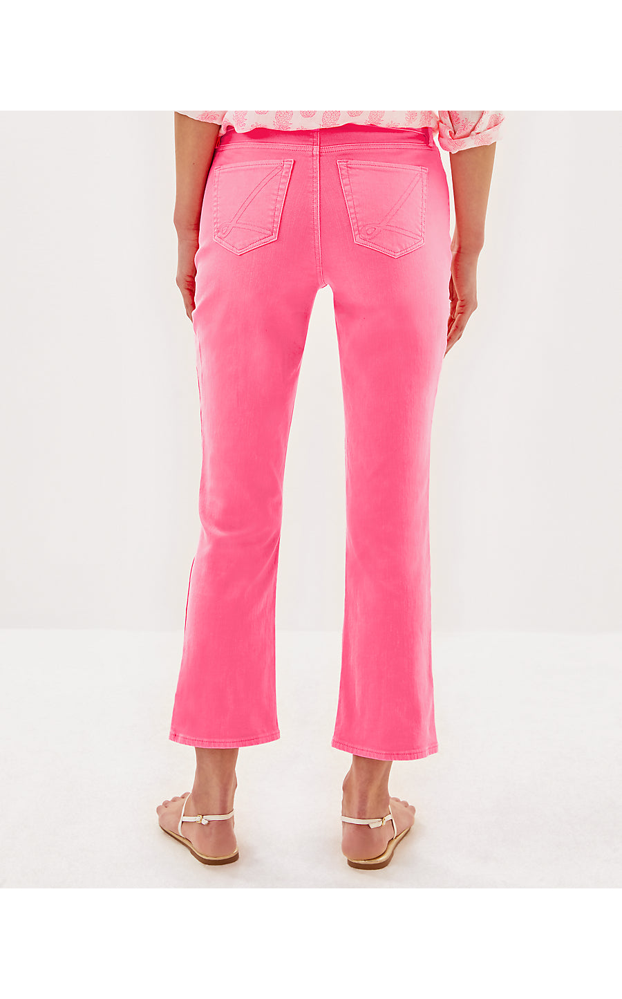 ANNET HIGH RISE CROP FLARE JEAN, ROUSSEAU PINK