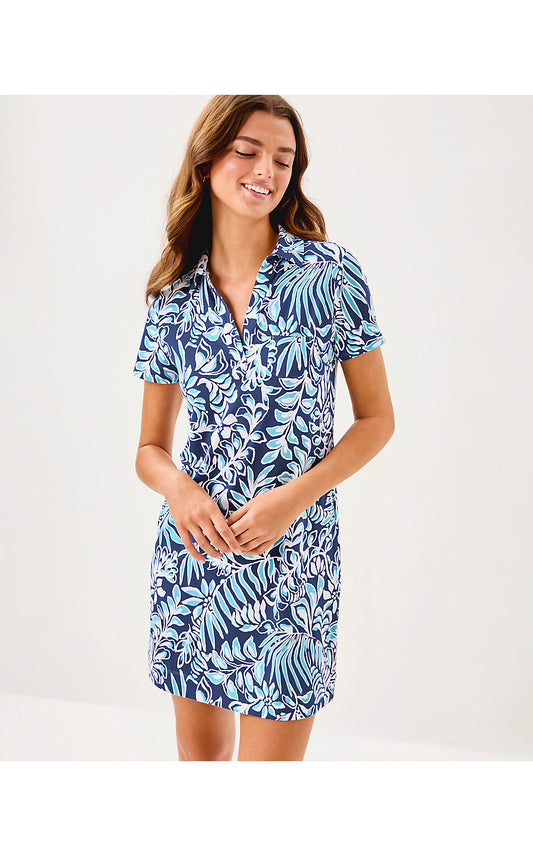 DUNE UPF 50+ SHORT SLEEVE DRESS, SAPPHIRE POOL SUMMER SHORELINES