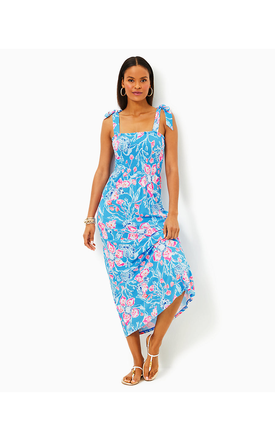 KAILUA SMOCKED MAXI DRESS, MULTI BAHAMIAN RHAPSODY
