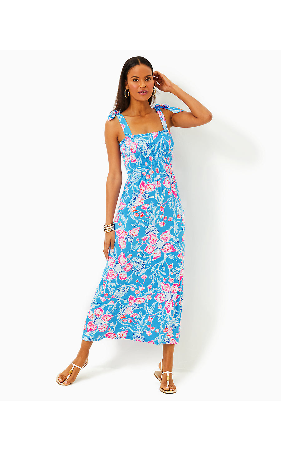 KAILUA SMOCKED MAXI DRESS, MULTI BAHAMIAN RHAPSODY