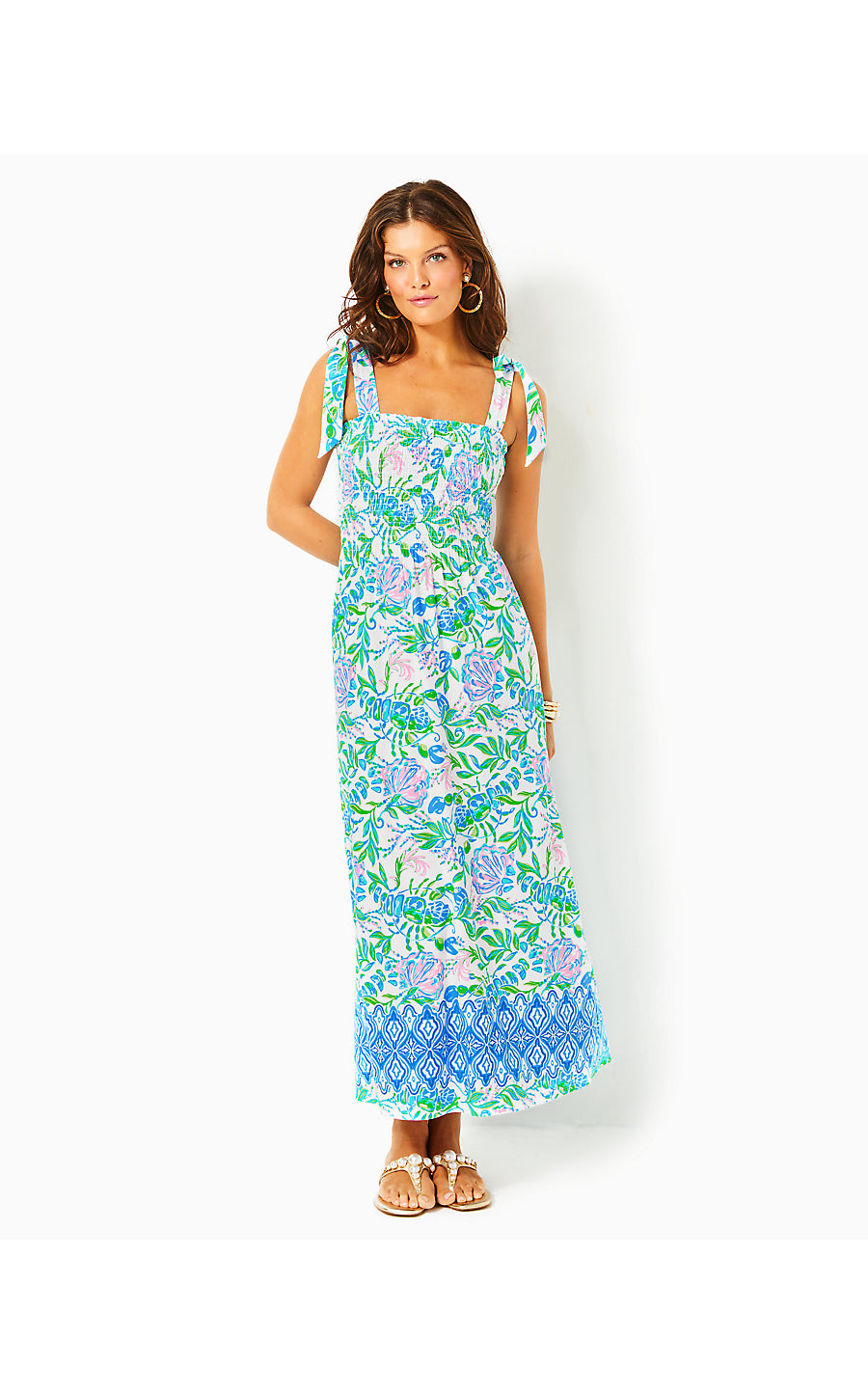 knee length dresses for ladies Sleeveless Tiered Maxi Dress in Dusty Navy main image 0