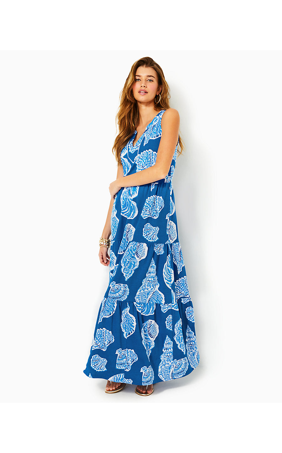 SYDNEE MAXI DRESS, BARTON BLUE SHELL OF A GOOD TIME OVERSIZED