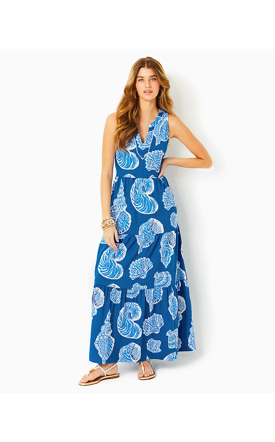 SYDNEE MAXI DRESS, BARTON BLUE SHELL OF A GOOD TIME OVERSIZED