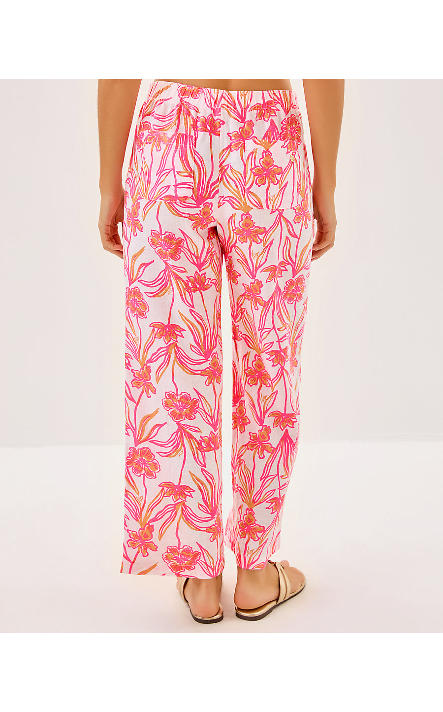 BRAWLEY LINEN CROP PANT, RESORT WHITE LOVELY LONG STEMS