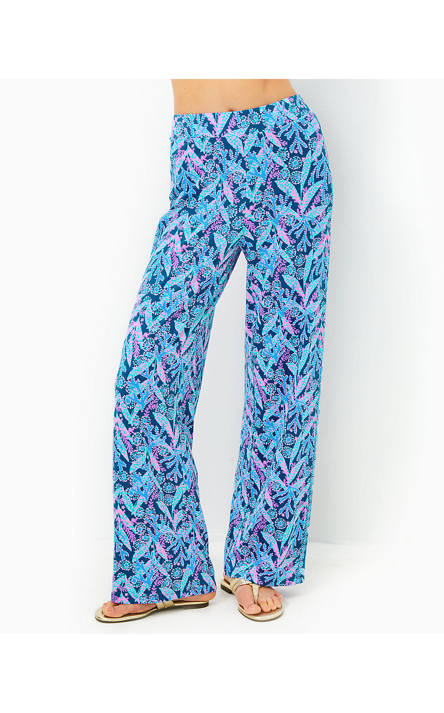 ALLENA KNIT PALAZZO PANT, BARTON BLUE STAR GAZING ENGINEERED PANT