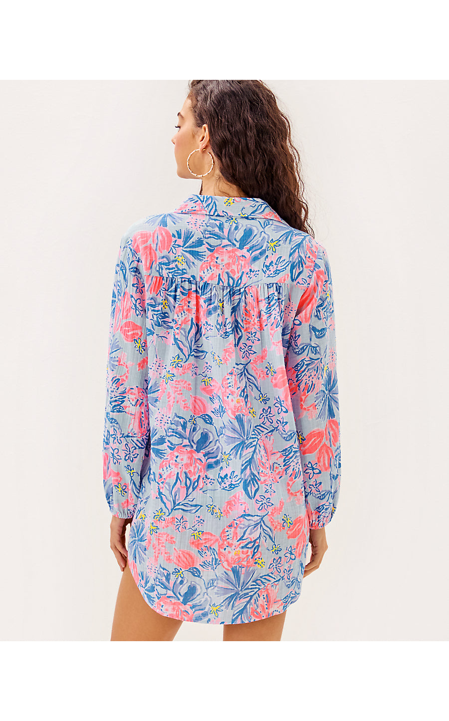 KIQUE LONG SLEEVE COVERUP, MULTI ELEPHANT SPLASH