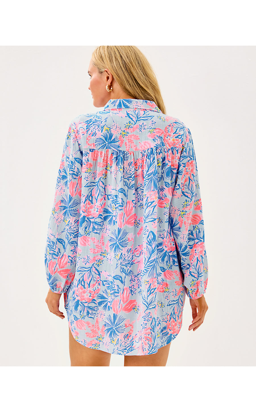 KIQUE LONG SLEEVE COVERUP, MULTI ELEPHANT SPLASH