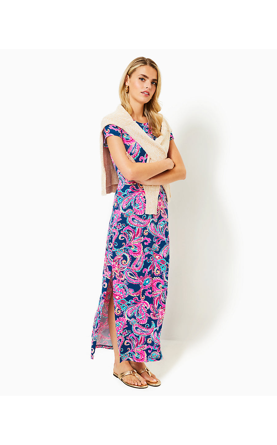 KADEN UPF 50+ MAXI DRESS, MULTI FLITTING ABOUT