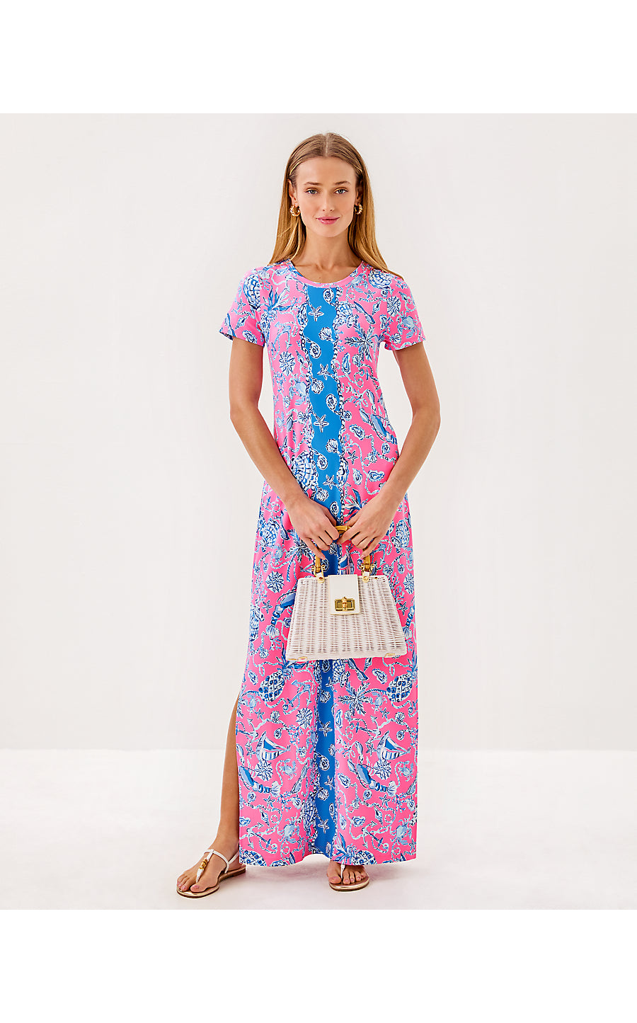 KADEN UPF 50+ MAXI DRESS, ROUSSEAU PINK BAREFOOT BEACHCOMBERS ENGINEERED CHILLYLILLY