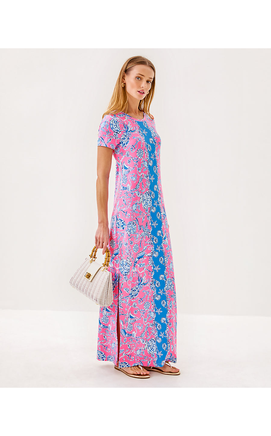 KADEN UPF 50+ MAXI DRESS, ROUSSEAU PINK BAREFOOT BEACHCOMBERS ENGINEERED CHILLYLILLY
