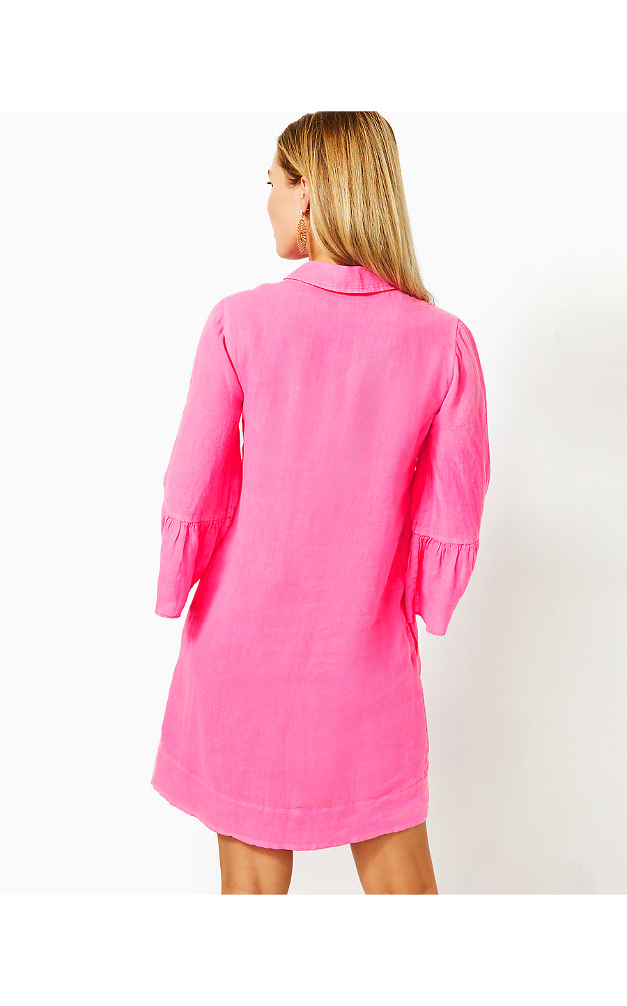 JAZMYN 3/4 SLEEVE LINEN TUNIC DRESS, ROXIE PINK