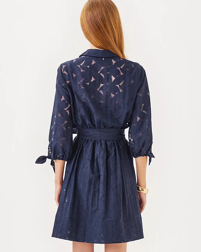 AMRITA 3/4 SLEEVE SHIRTDRESS, True Navy