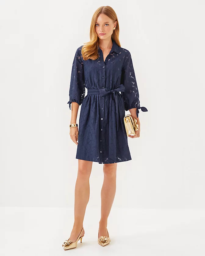 AMRITA 3/4 SLEEVE SHIRTDRESS, True Navy